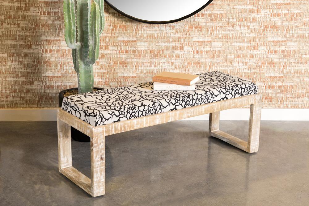 Aiden Black/White Sled Leg Upholstered Accent Bench by Coaster at Eve Furniture