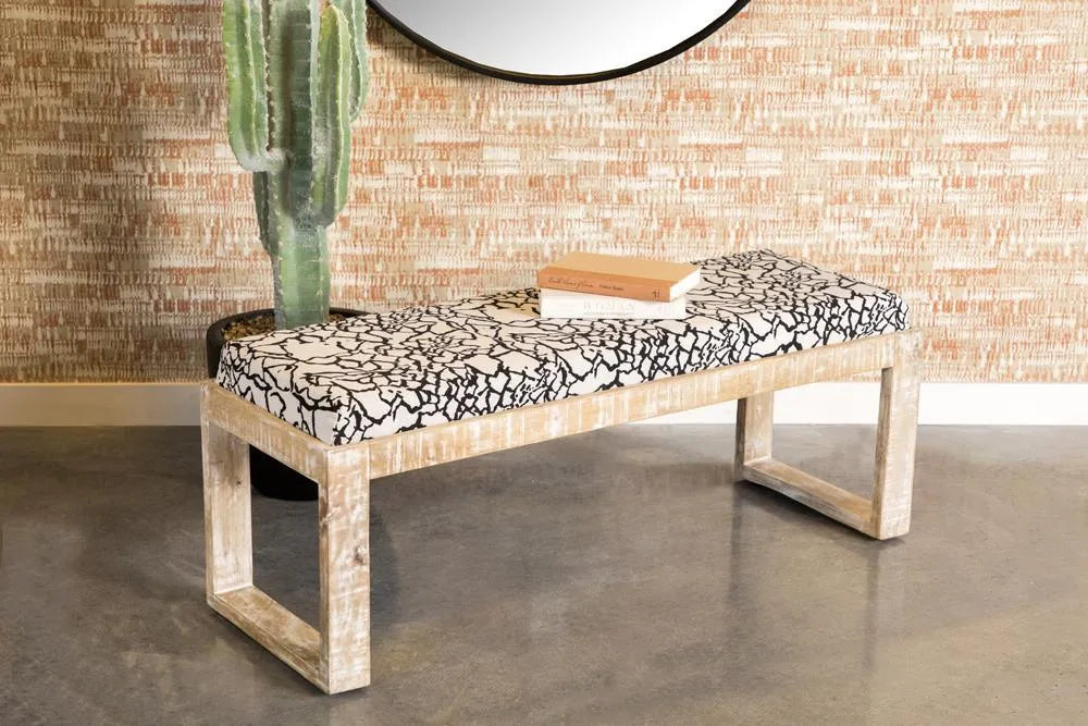 Aiden Black/White Sled Leg Upholstered Accent Bench by Coaster at Eve Furniture