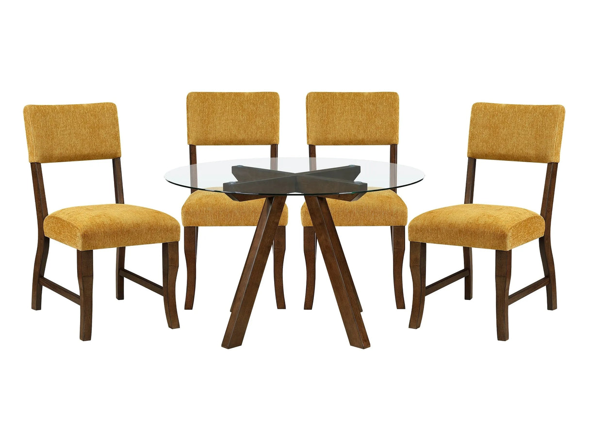 Aiden Mustard/Brown 5-Piece Dining Room Set by Homelegance at Eve Furniture