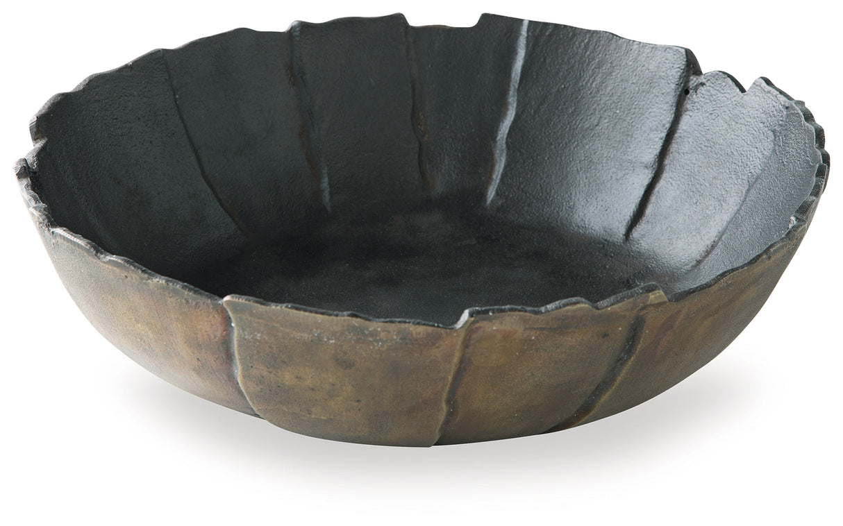 Aidman Black/Antique Gold Finish Bowl by Ashley at Eve Furniture