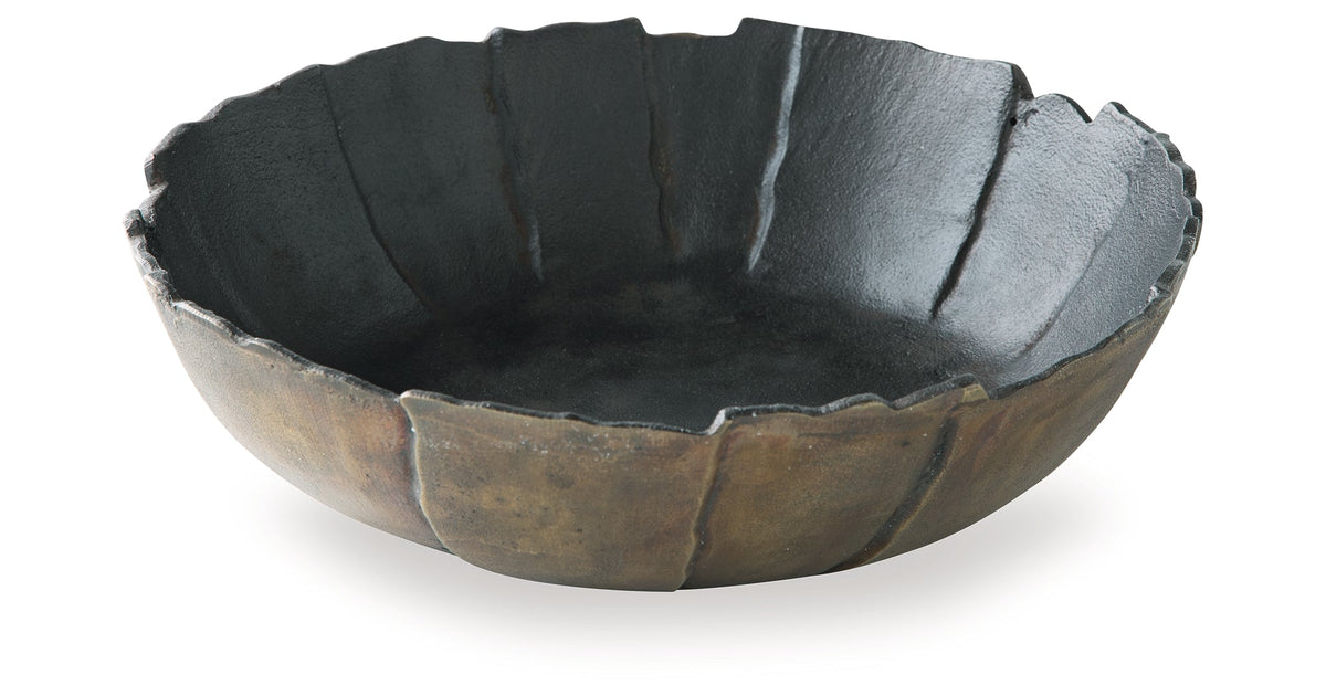 Aidman Black/Antique Gold Finish Bowl by Ashley at Eve Furniture
