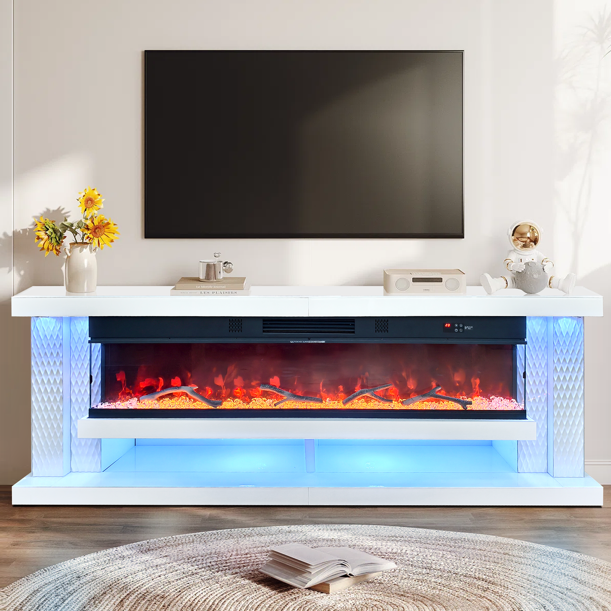 Aira White Fireplace by New Era Innovations at Eve Furniture