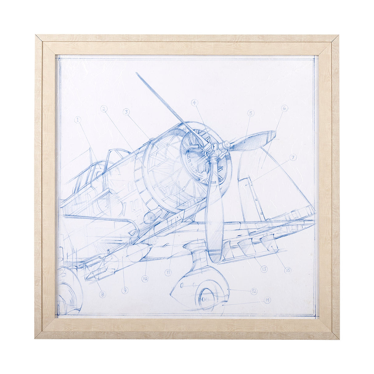 Airplane Mechanical Sketch I by Ethan Harper a Hand Embellished Textured Framed Art Print by Mercana at Eve Furniture