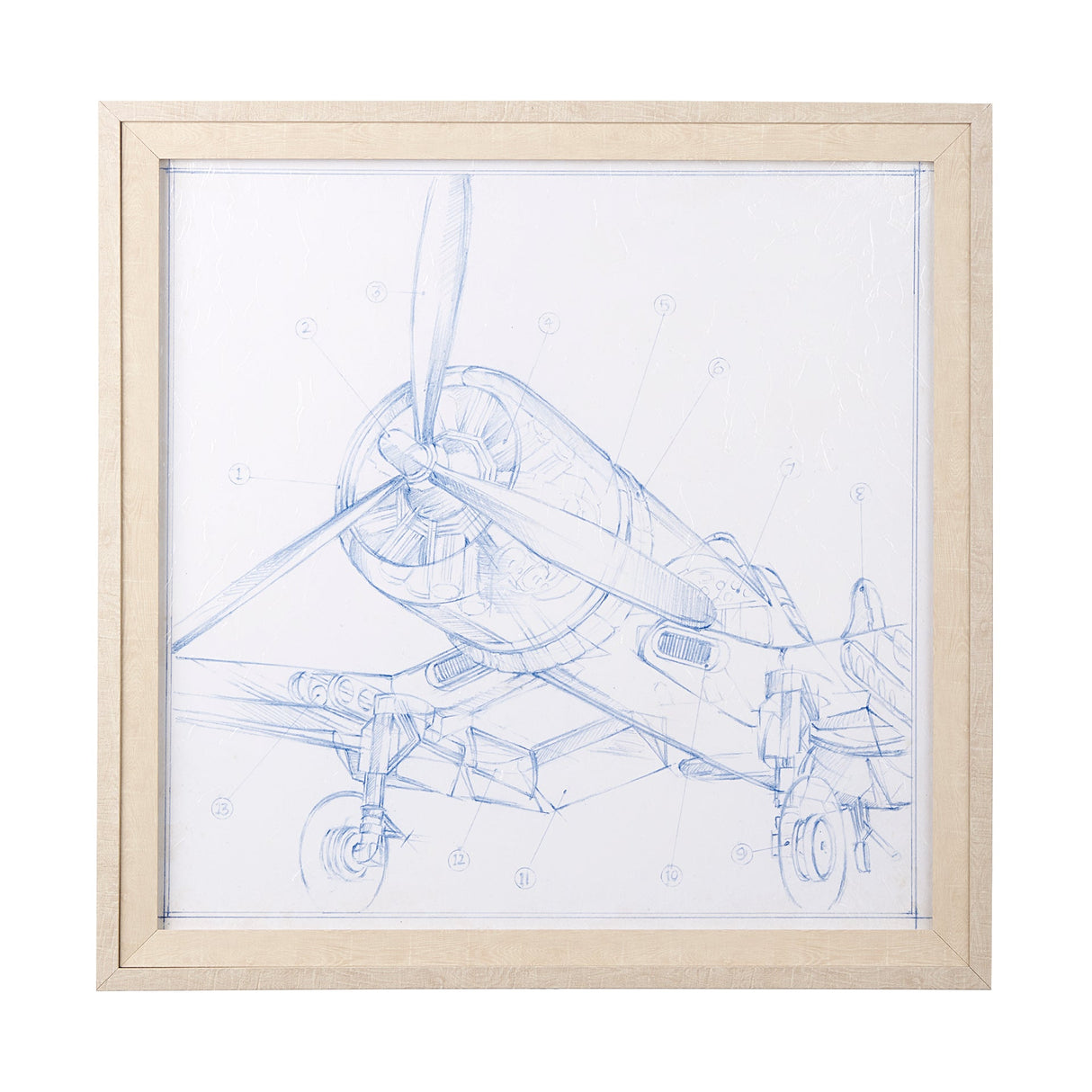 Airplane Mechanical Sketch II by Ethan Harper a Hand Embellished Textured Framed Art Print by Mercana at Eve Furniture
