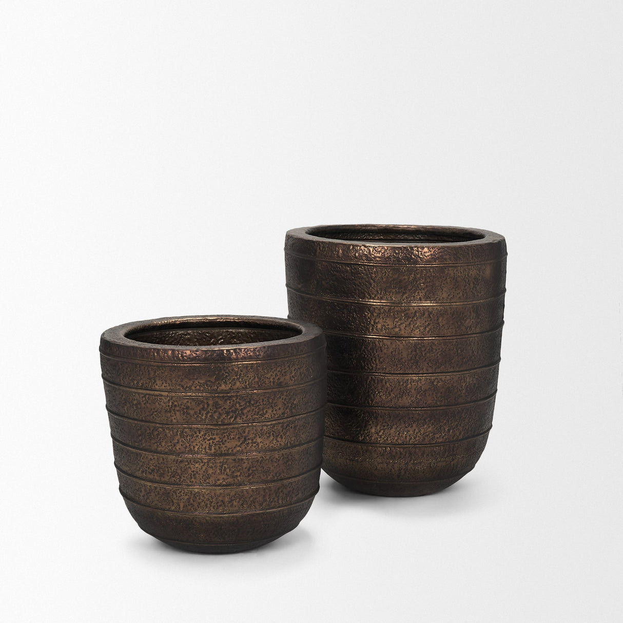 Aivana Large Antiqued Gold Metal Floor Vase by Mercana at Eve Furniture