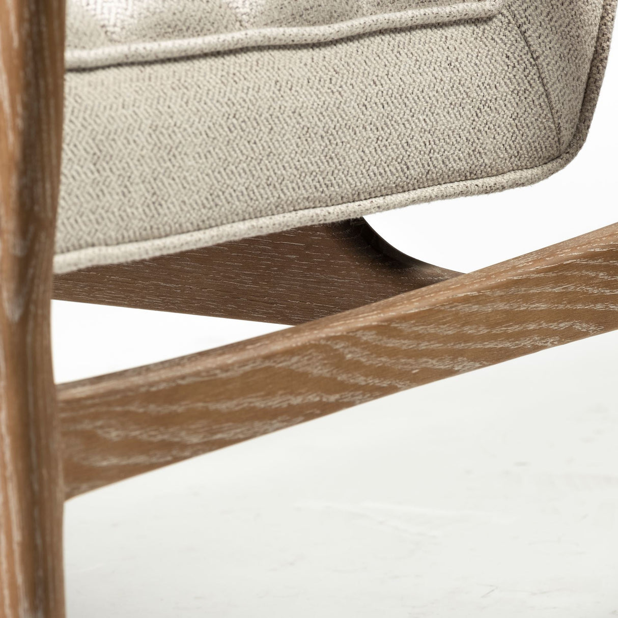 Ajax II Cream Fabric W/ Brown Wooden Frame Accent Chair by Mercana at Eve Furniture