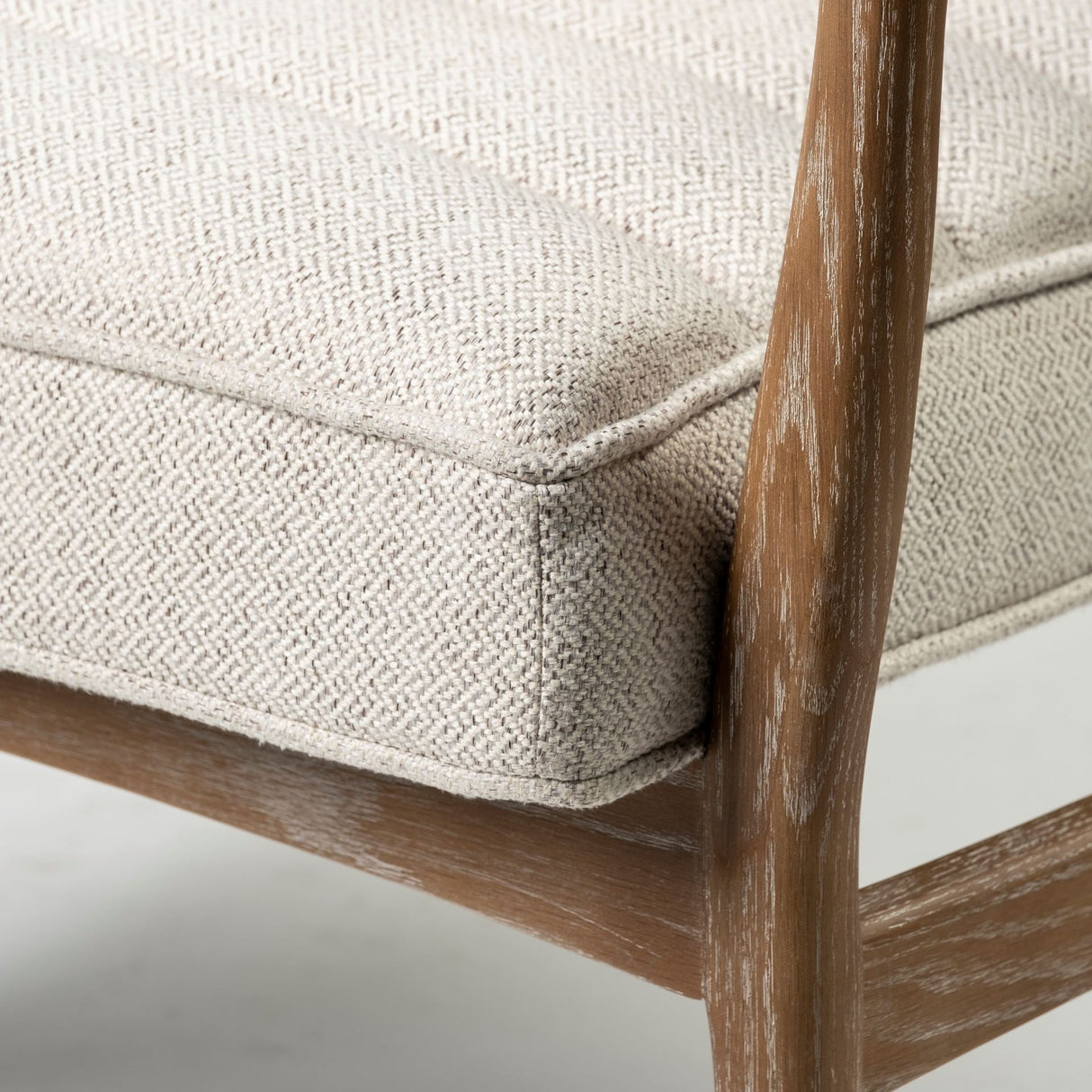 Ajax II Cream Fabric W/ Brown Wooden Frame Accent Chair by Mercana at Eve Furniture