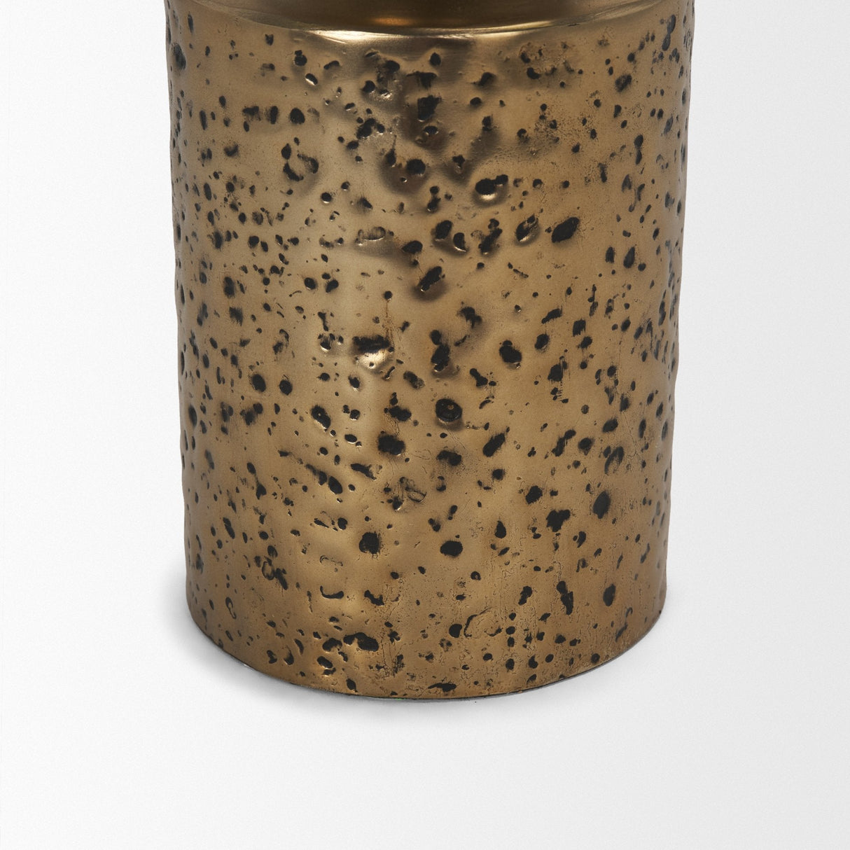 Akira Large Hammered Gold Metal Pillar Candle Holder by Mercana at Eve Furniture