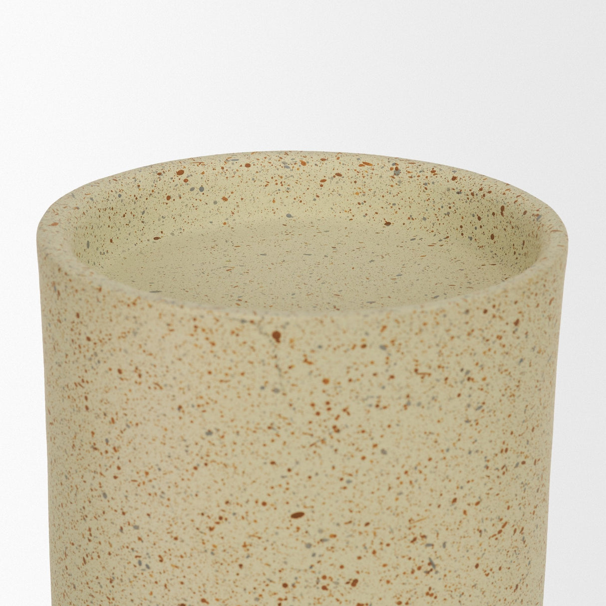 Akira Large Textured Beige Metal Pillar Candle Holder by Mercana at Eve Furniture