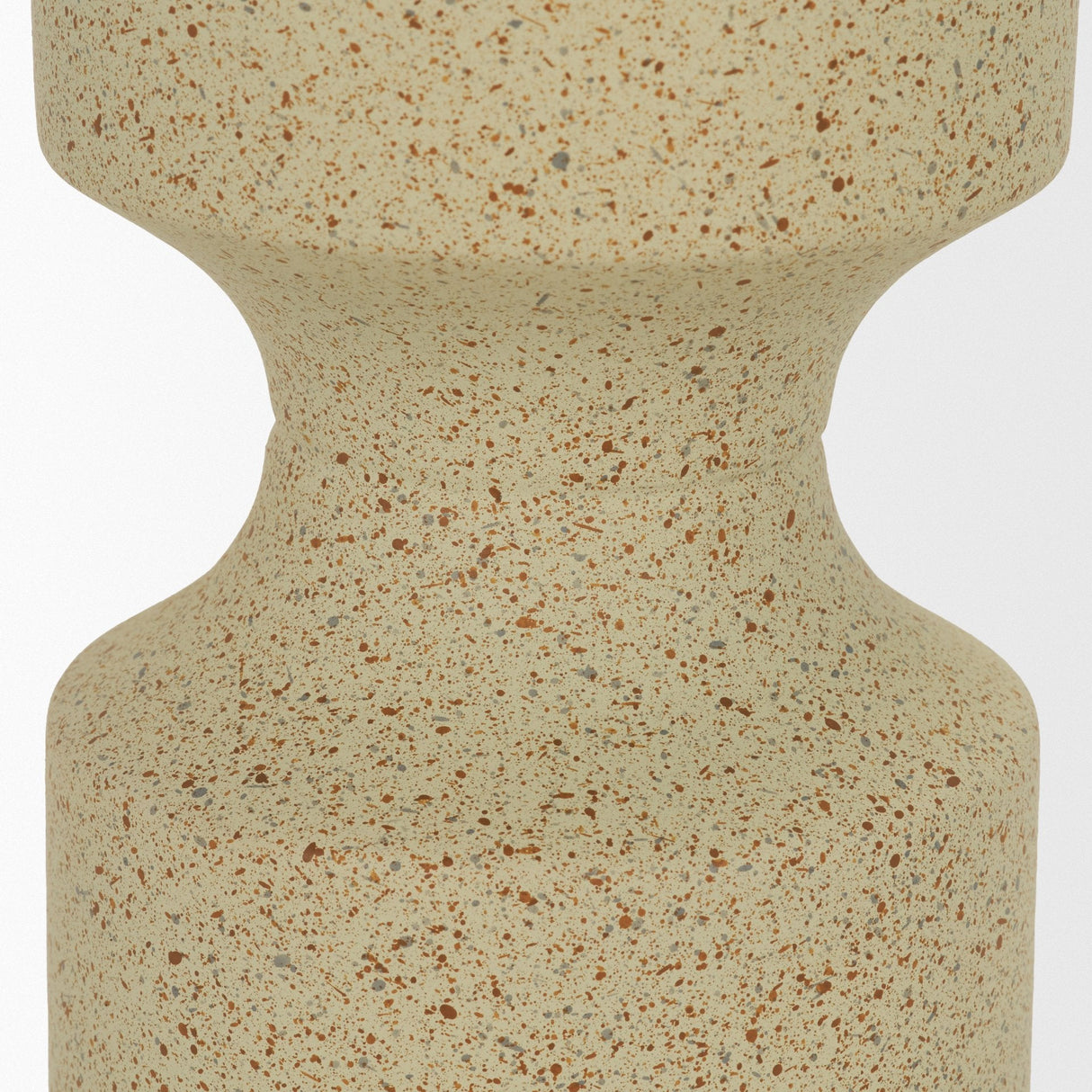 Akira Large Textured Beige Metal Pillar Candle Holder by Mercana at Eve Furniture