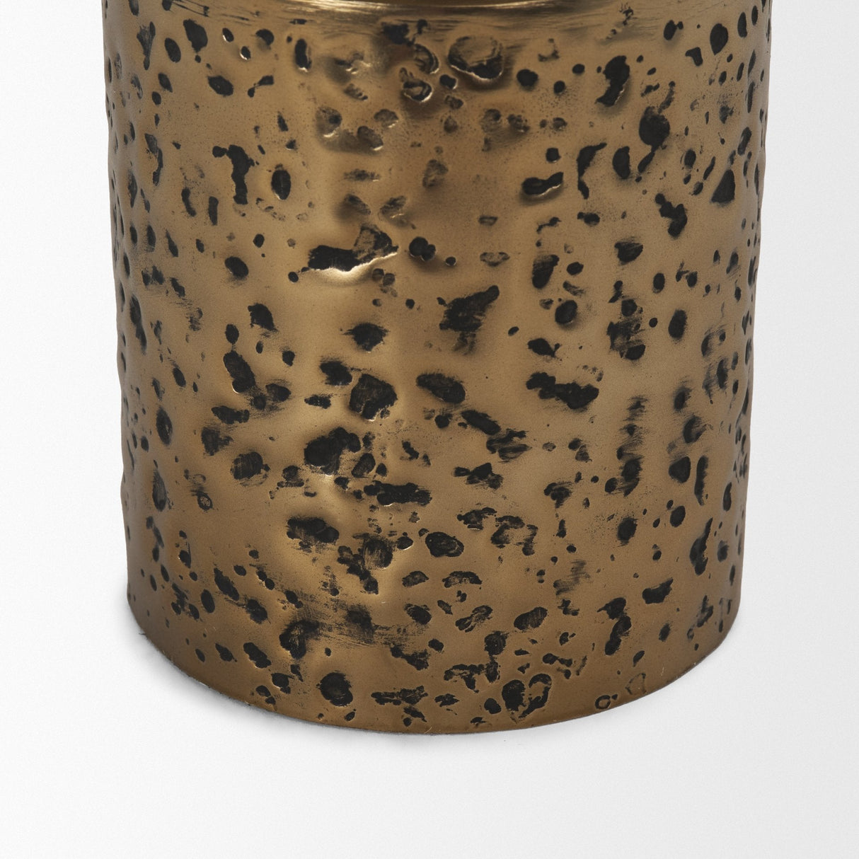 Akira Small Hammered Gold Metal Pillar Candle Holder by Mercana at Eve Furniture