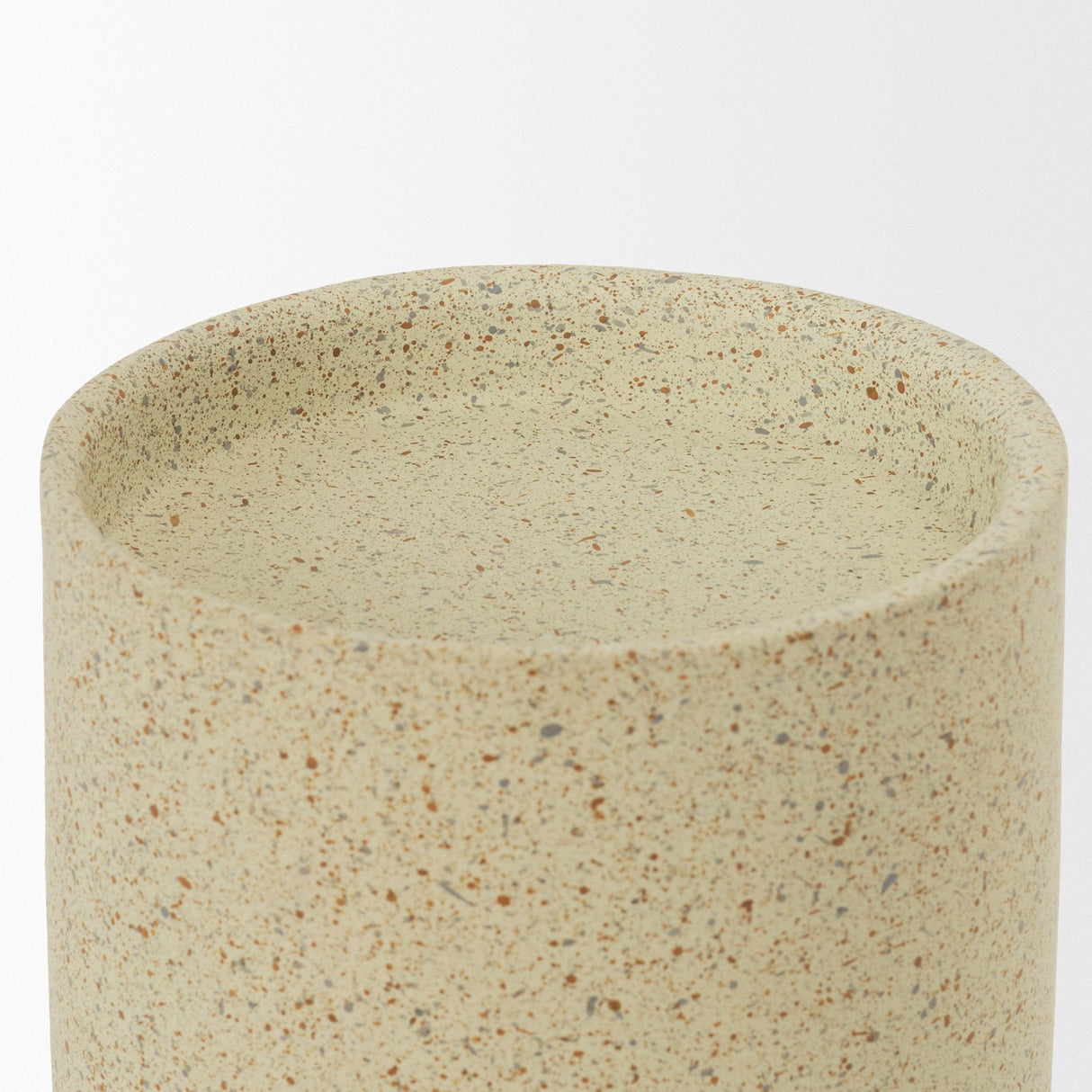 Akira Small Textured Beige Metal Pillar Candle Holder by Mercana at Eve Furniture