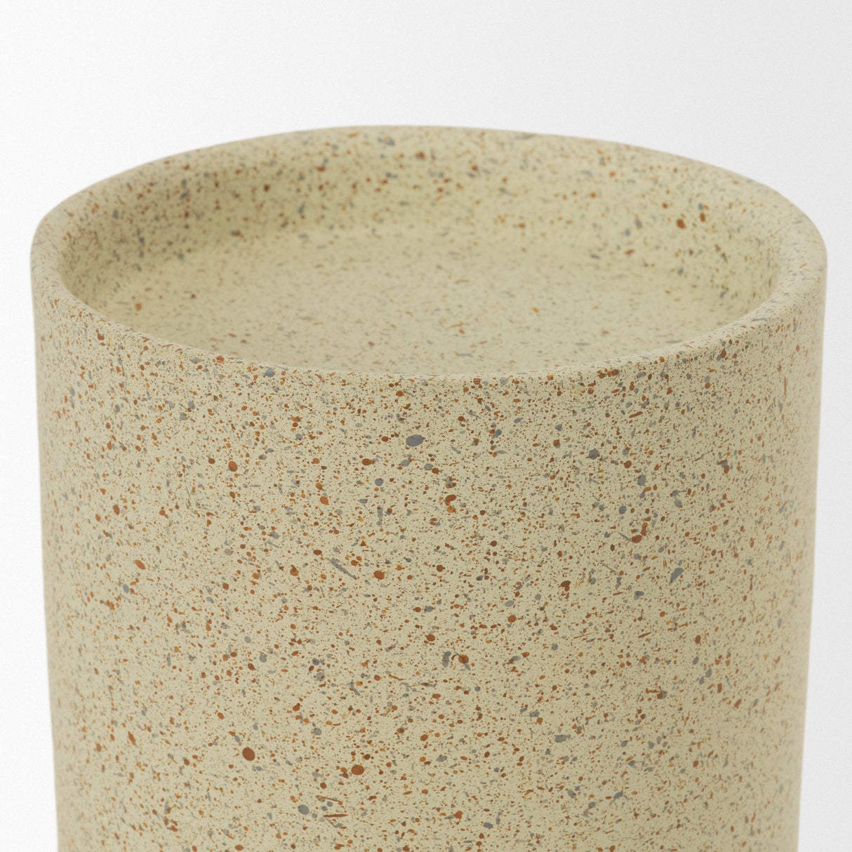 Akira Small Textured Beige Metal Pillar Candle Holder by Mercana at Eve Furniture