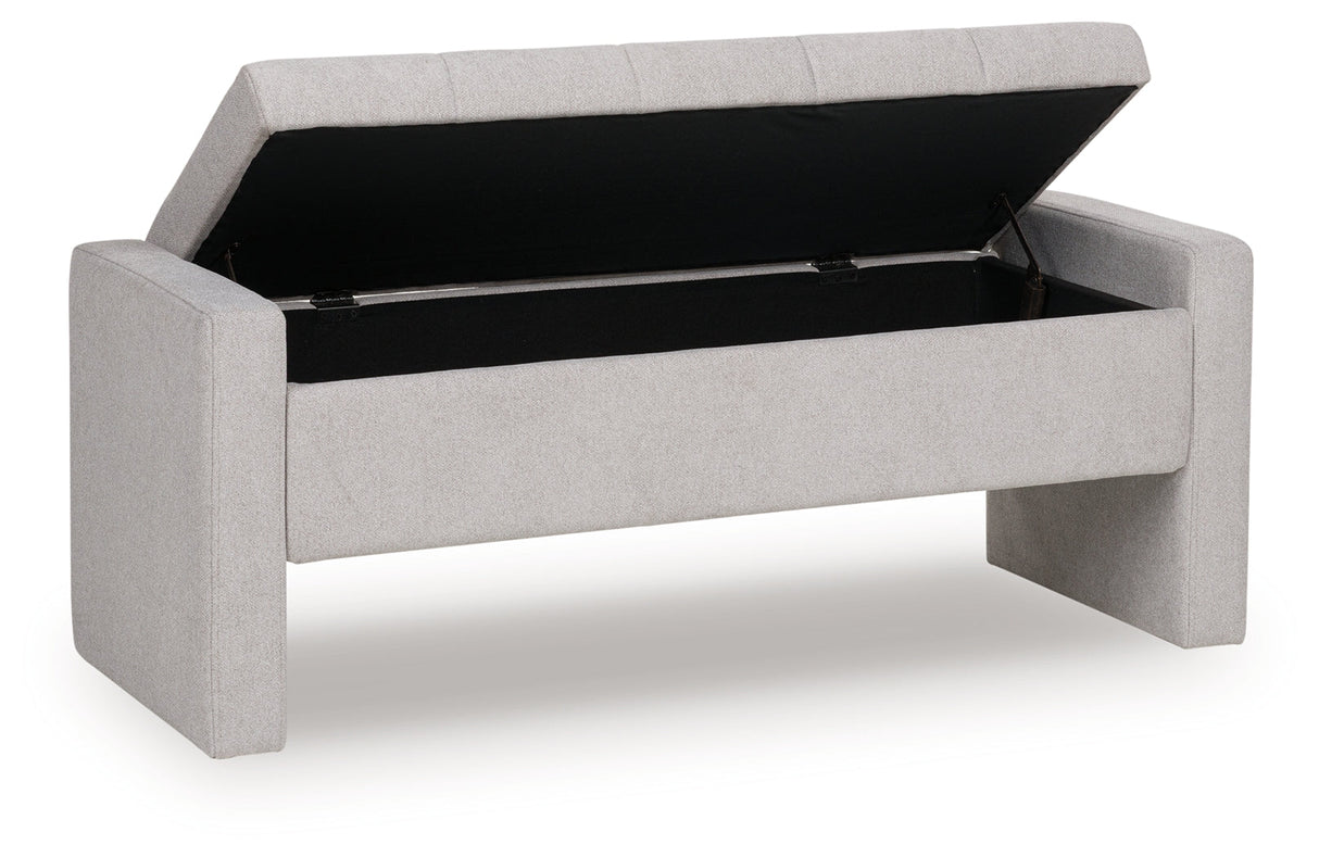 Akselman Gray Storage Bench by Ashley at Eve Furniture