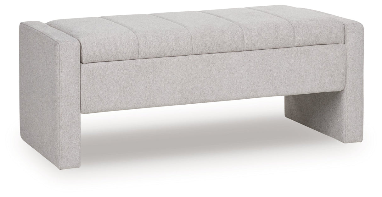 Akselman Gray Storage Bench by Ashley at Eve Furniture