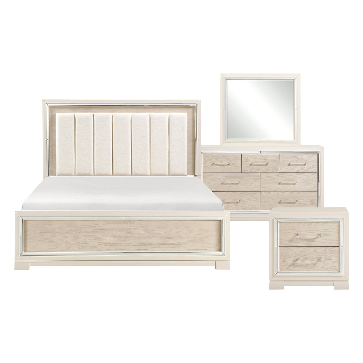 Alabaster Light Gray/Cream 4-Piece Queen Bedroom Set by Homelegance at Eve Furniture