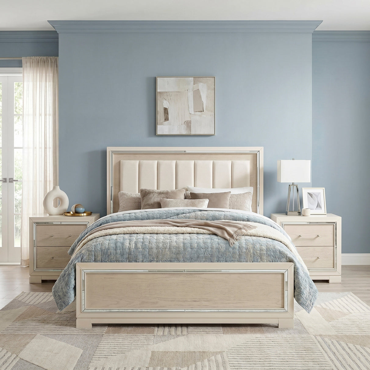 Alabaster Light Gray/Cream Queen Bed by Homelegance at Eve Furniture