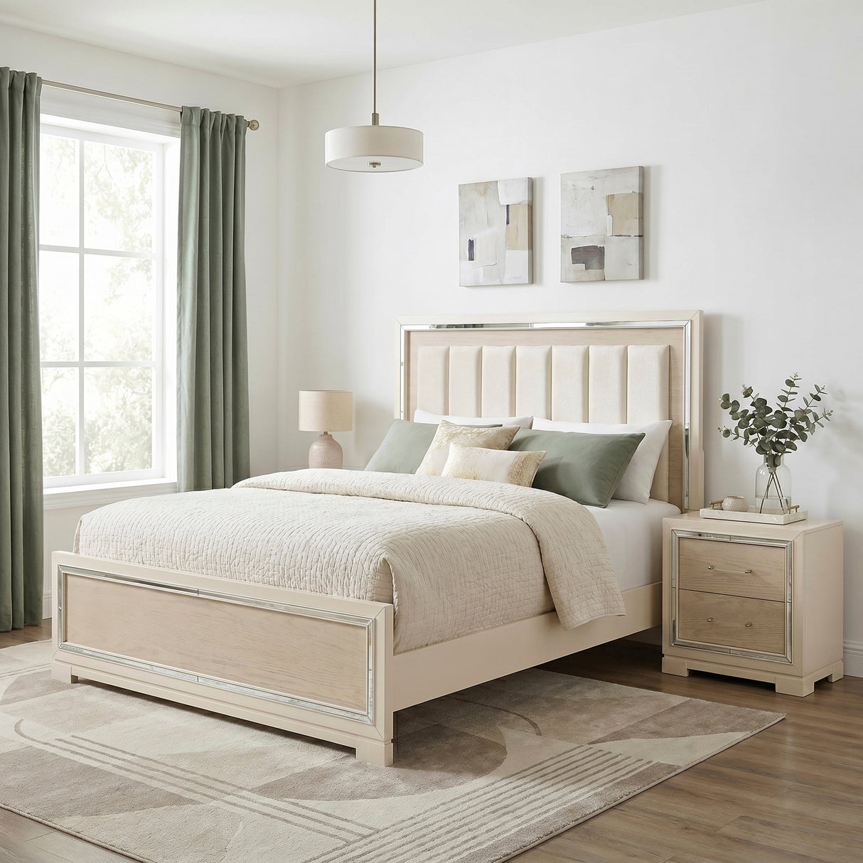 Alabaster Light Gray/Cream Queen Bed by Homelegance at Eve Furniture