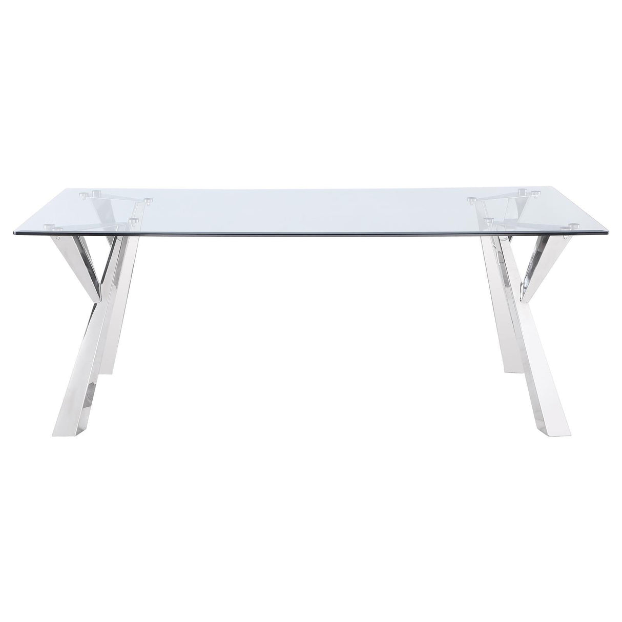Alaia Clear and Chrome Rectangular Glass Top Dining Table by Coaster at Eve Furniture