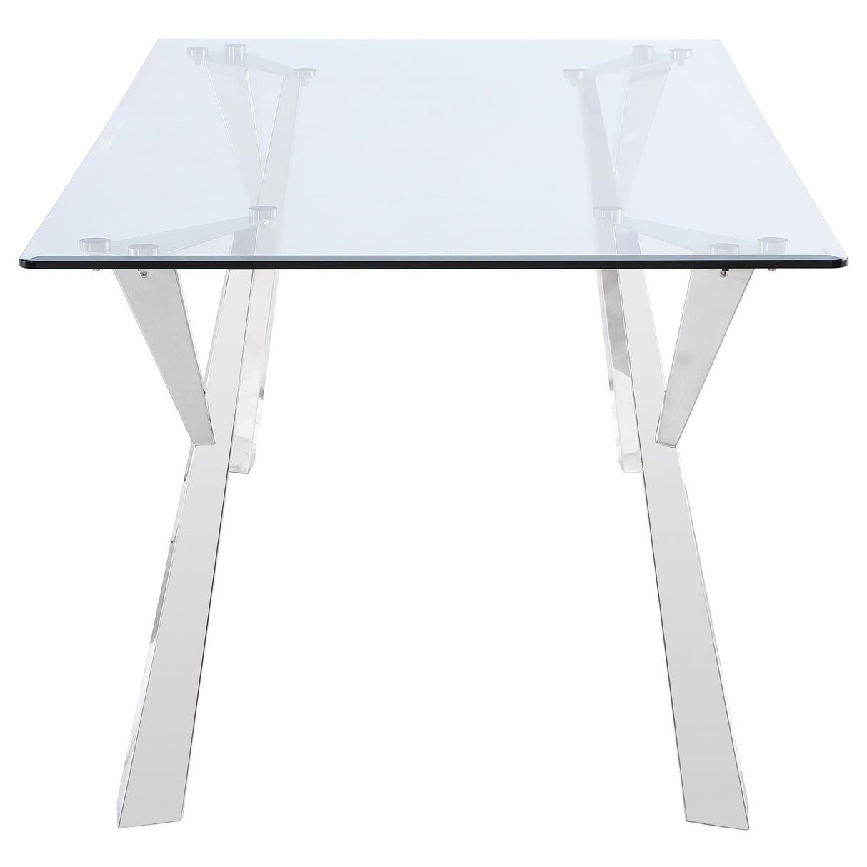 Alaia Clear and Chrome Rectangular Glass Top Dining Table by Coaster at Eve Furniture