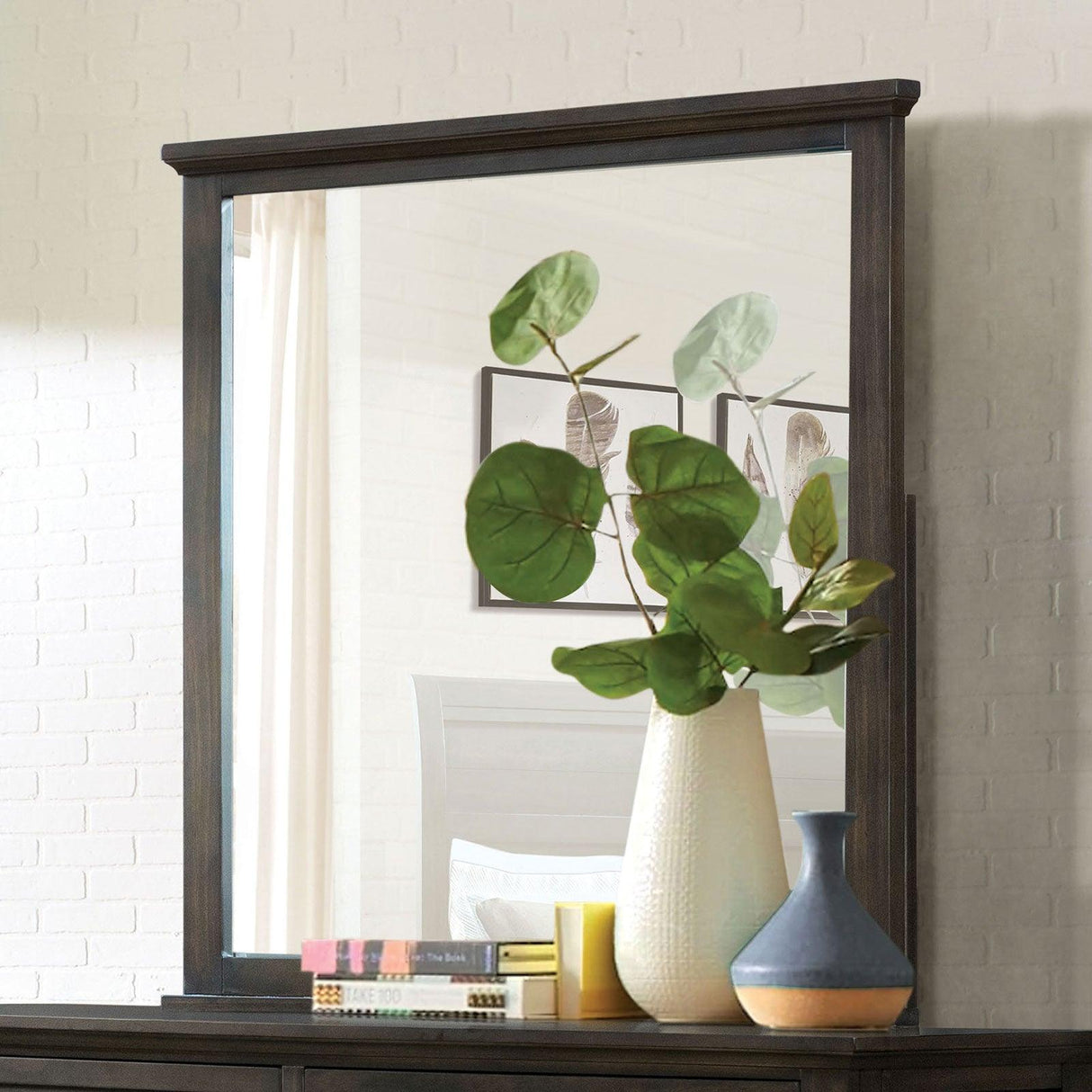 Alaina Walnut Mirror by Furniture of America at Eve Furniture