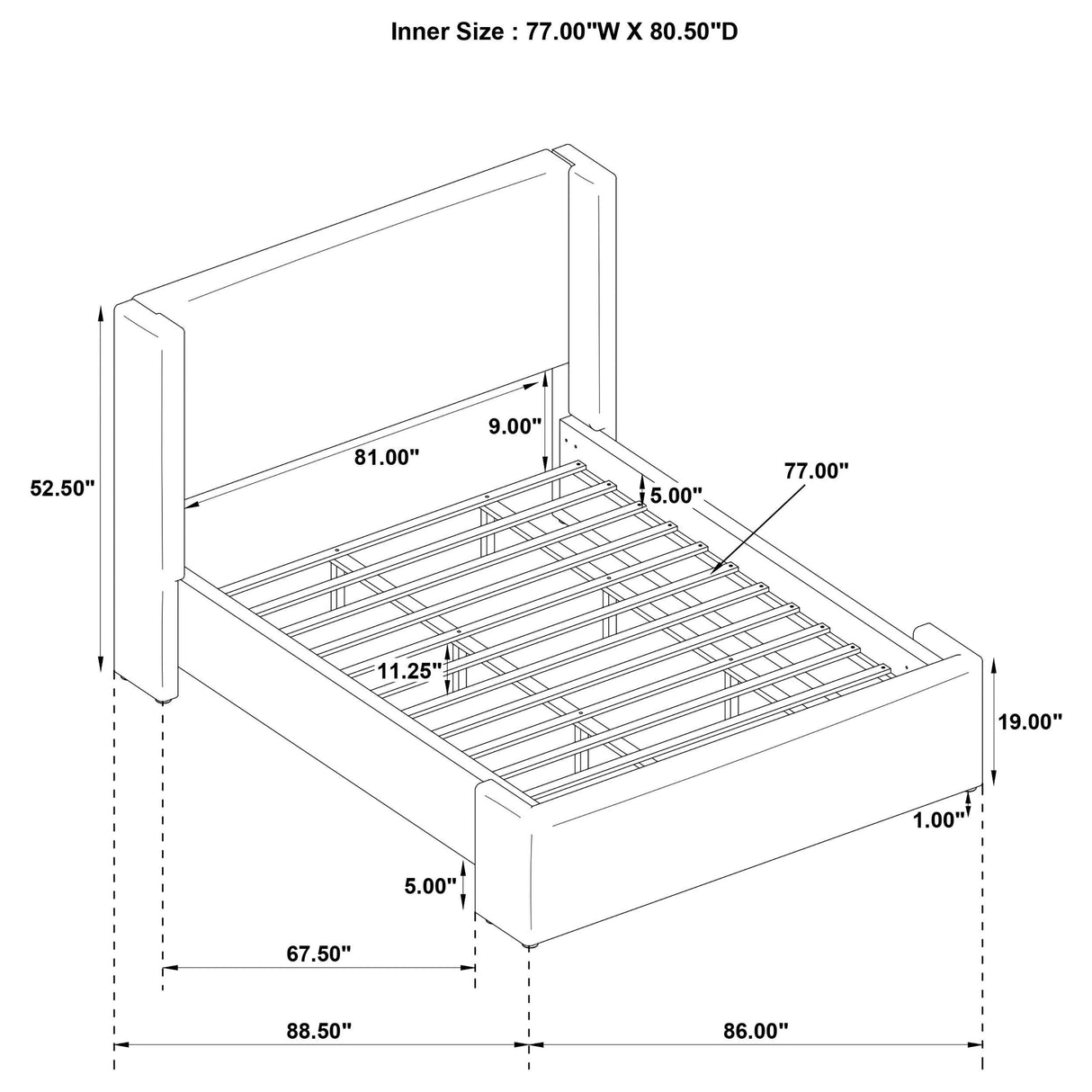 Alamosa White Boucle Upholstered Eastern King Wingback Platform Bed by Coaster at Eve Furniture