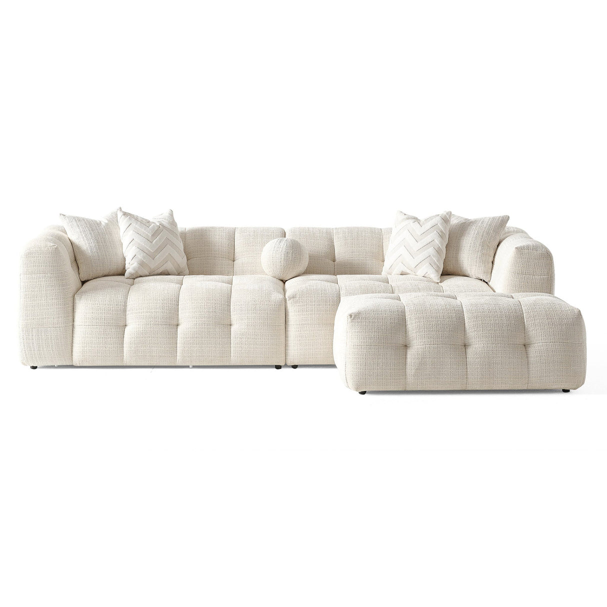 Alana Tufted Ivory Chenille Modular Sectional Sofa by Ashcroft Furniture at Eve Furniture