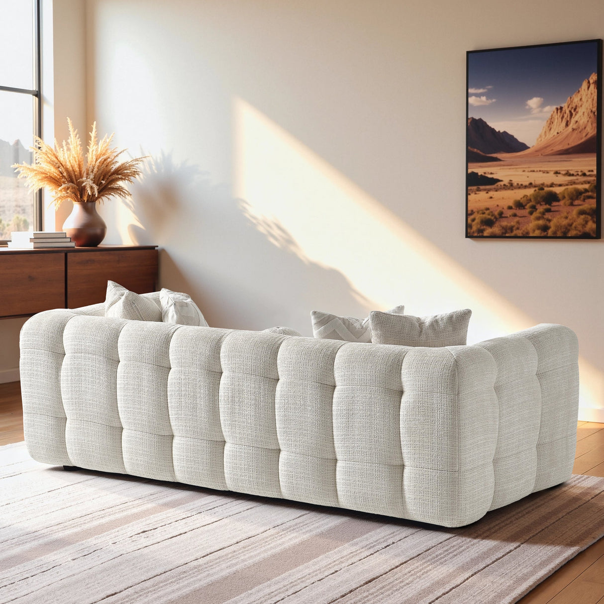 Alana Tufted Ivory Chenille Sofa by Ashcroft Imports at Eve Furniture