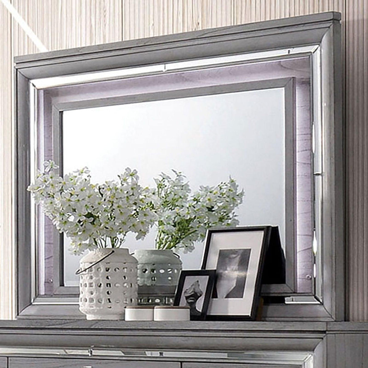 Alanis Light Gray Mirror by Furniture of America at Eve Furniture