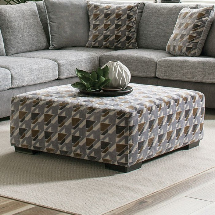Alannah Light Gray/Gray, Brown Ottoman