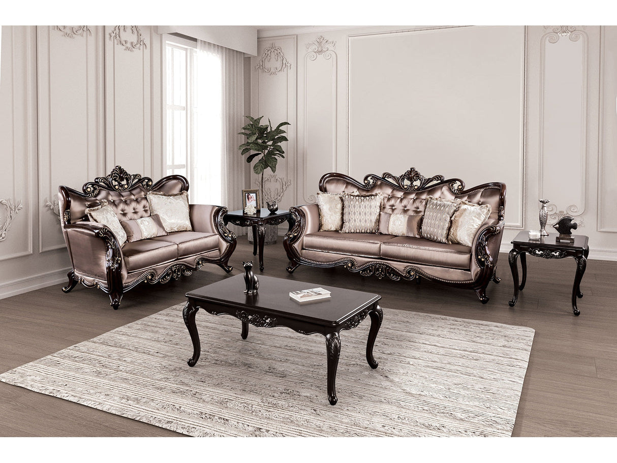 Albacete Dark Cherry/Brown Sofa & Loveseat by Furniture of America at Eve Furniture