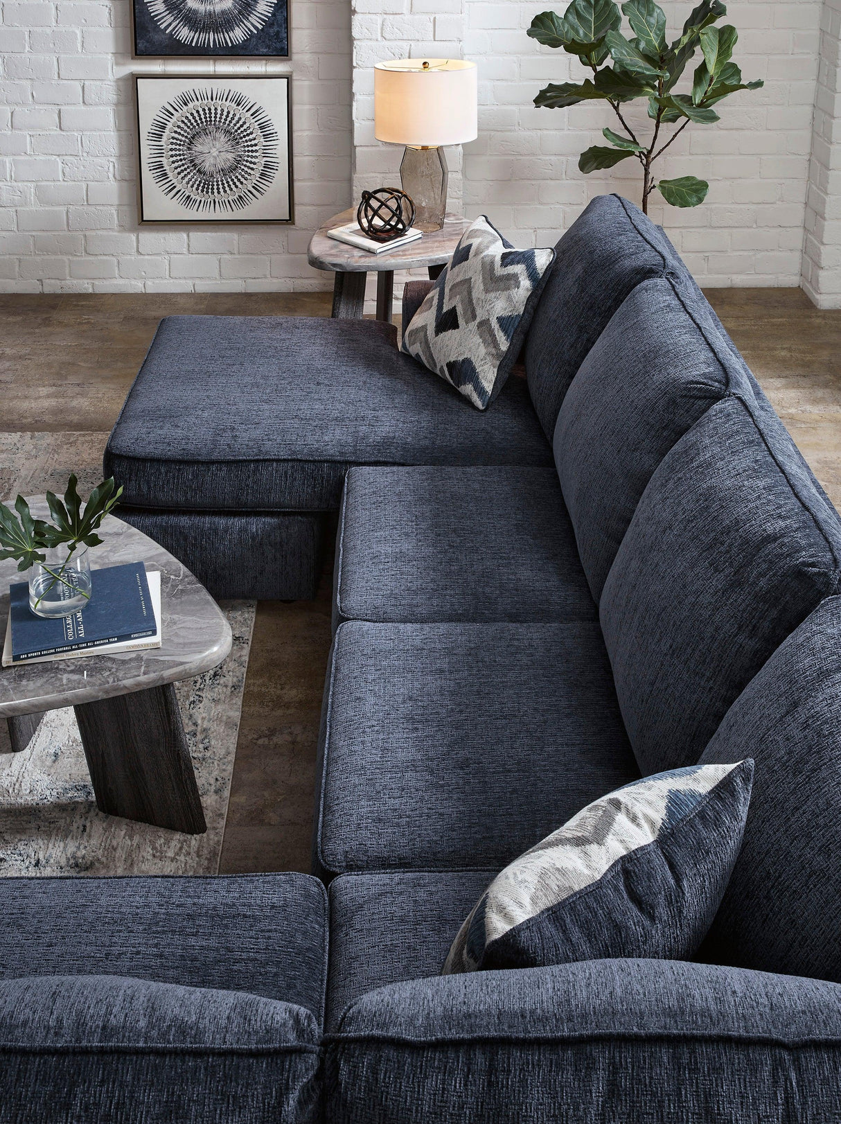 Albar Place Cobalt 2-Piece Right Arm Facing (RAF) Chaise Sectional by Ashley at Eve Furniture
