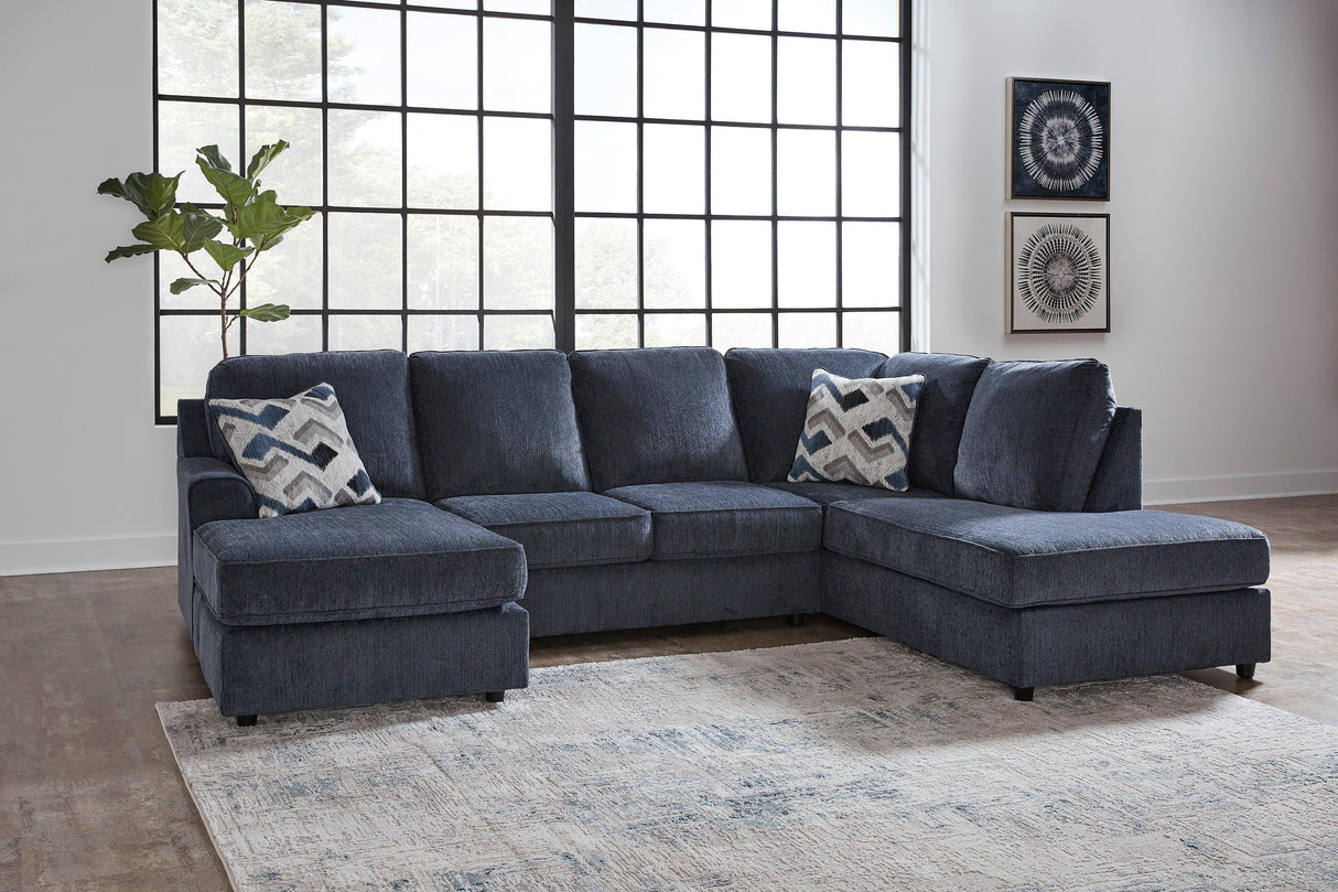 Albar Place Cobalt 2-Piece Right Arm Facing (RAF) Chaise Sectional by Ashley at Eve Furniture
