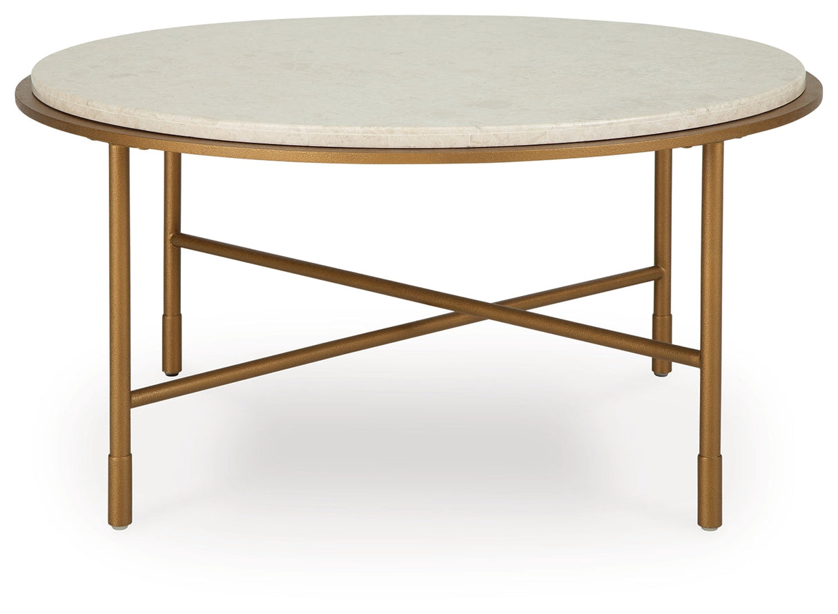 Alben Antique Gold Coffee Table by Ashley at Eve Furniture