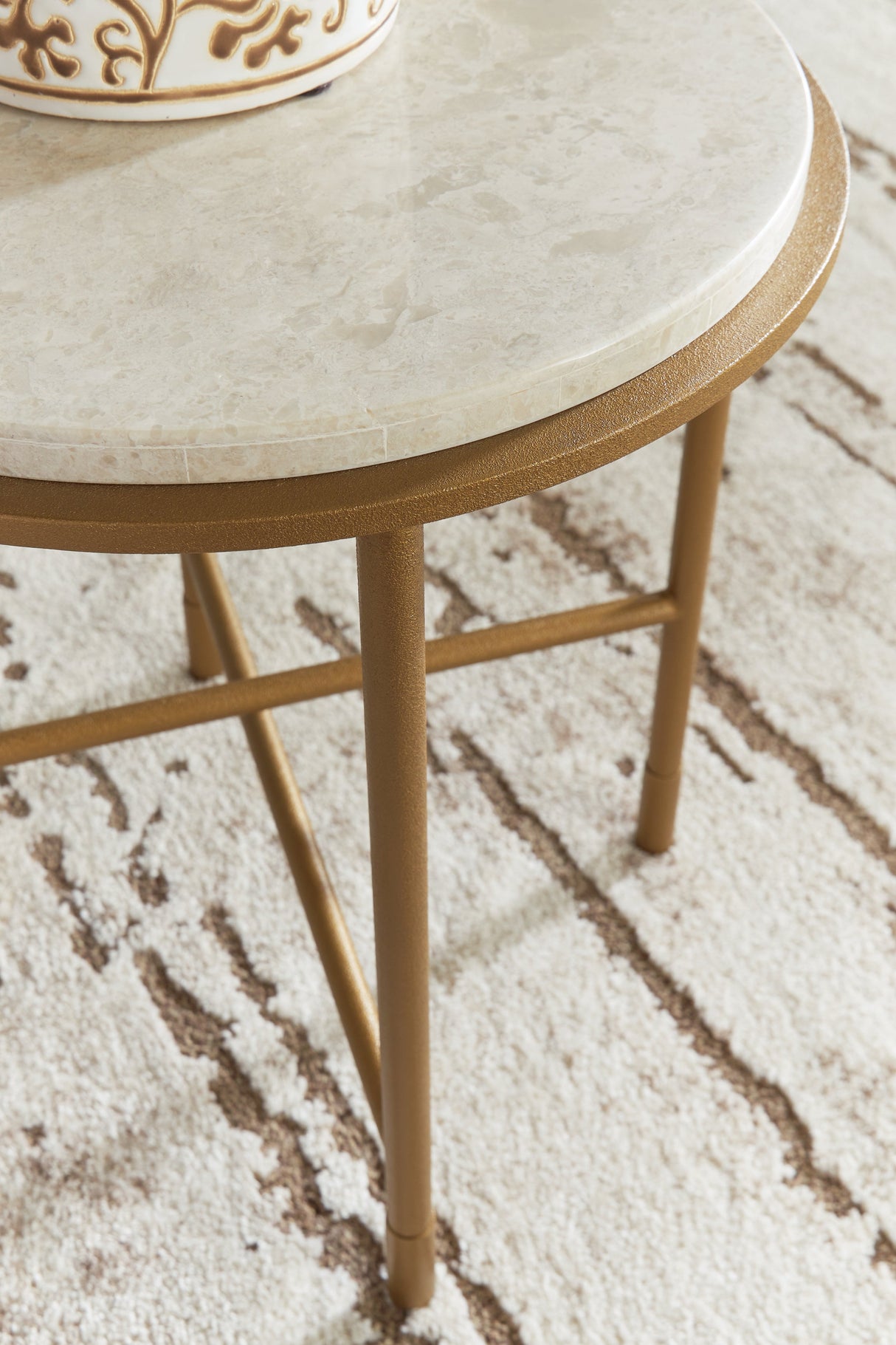 Alben Antique Gold End Table by Ashley at Eve Furniture