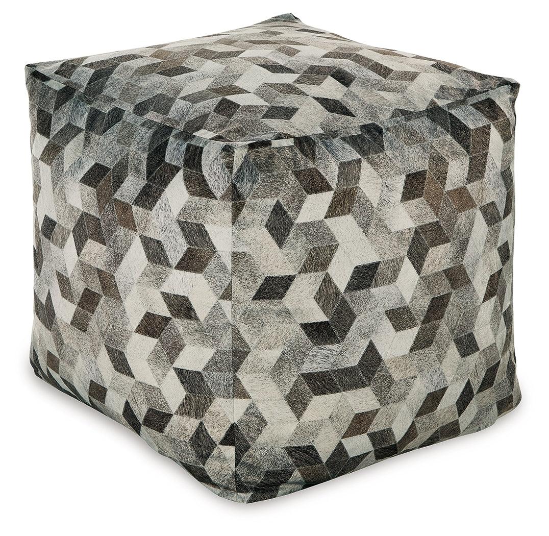 Albermarle Gray/Brown Pouf by Ashley at Eve Furniture