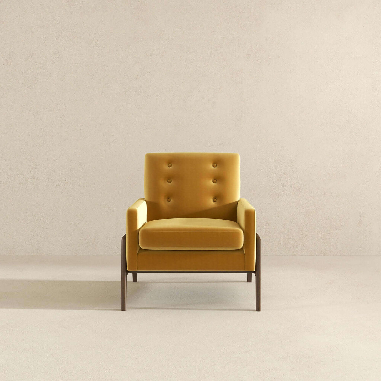 Cole Solid Wood Dark Yellow Velvet Lounge Chair by Ashcroft Imports at Eve Furniture