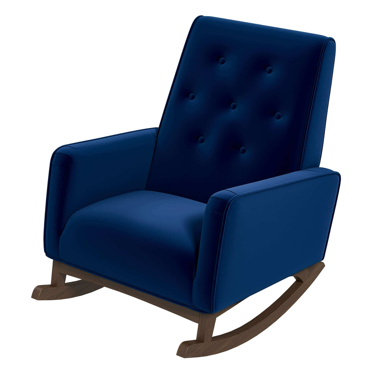 Demetrius Dark Blue Velvet Solid Wood Rocking Chair by Ashcroft Imports at Eve Furniture