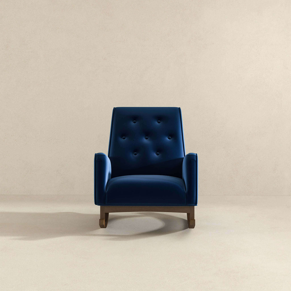 Demetrius Dark Blue Velvet Solid Wood Rocking Chair by Ashcroft Imports at Eve Furniture