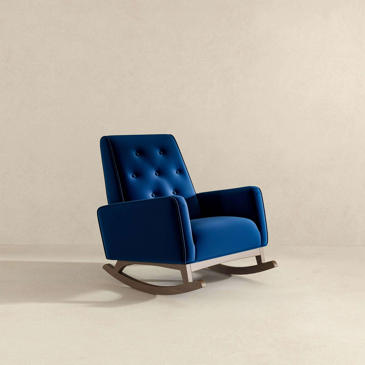 Demetrius Dark Blue Velvet Solid Wood Rocking Chair by Ashcroft Imports at Eve Furniture