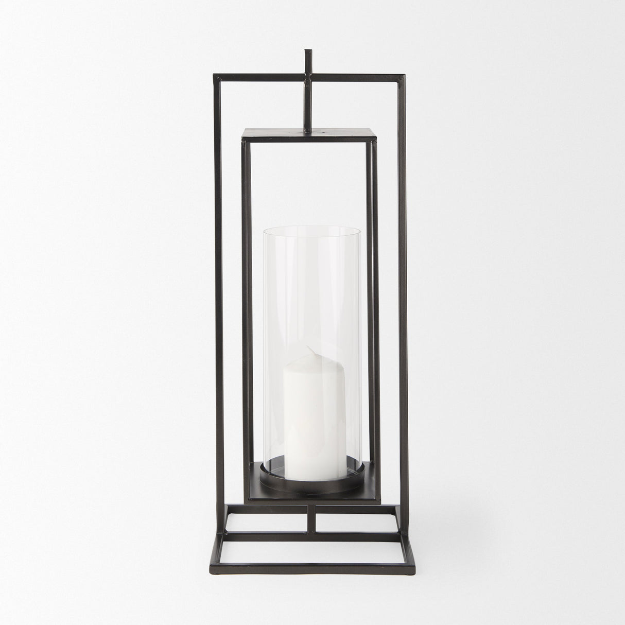 Albus I Large Black Metal Rectangular Table Candle Holder by Mercana at Eve Furniture