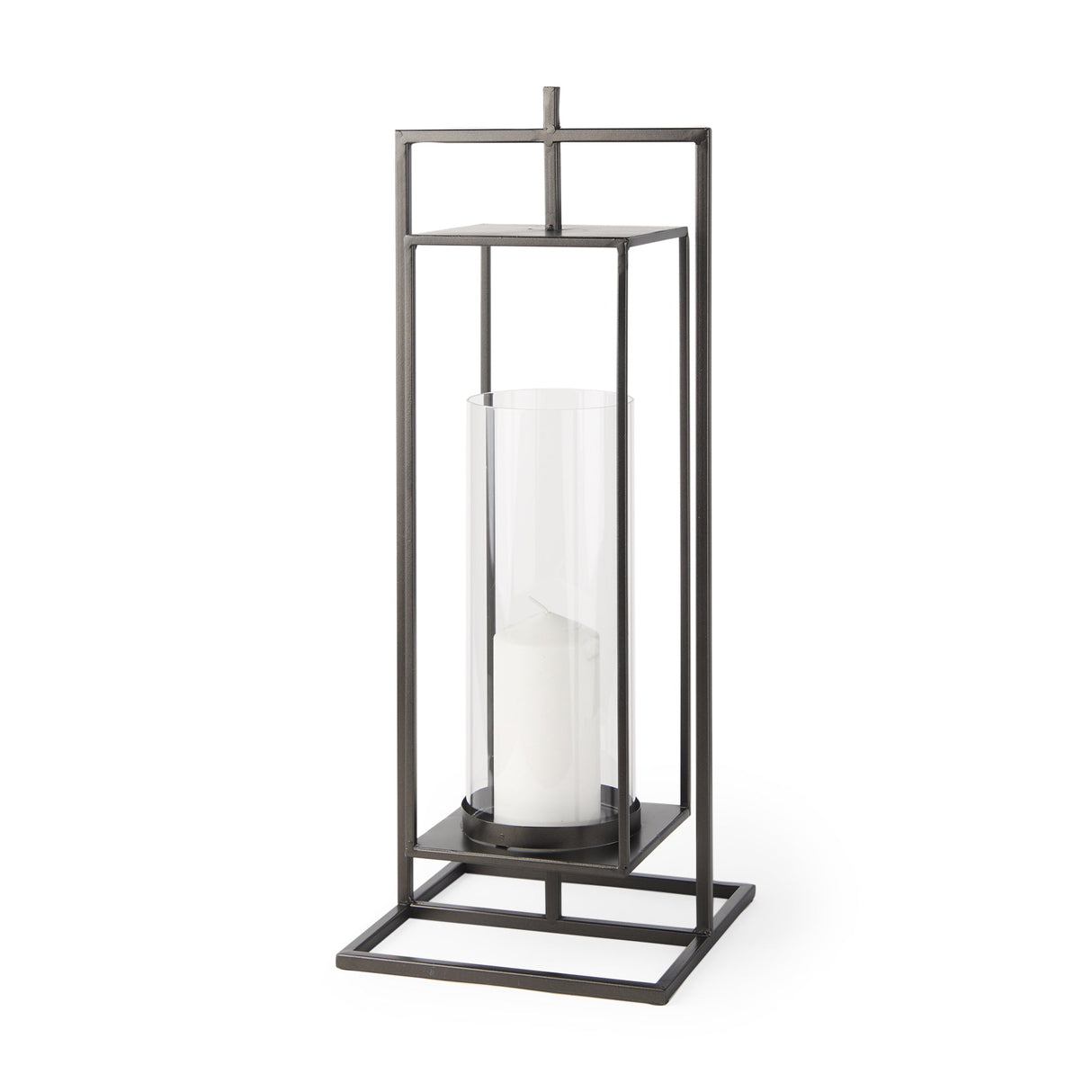 Albus I Large Black Metal Rectangular Table Candle Holder by Mercana at Eve Furniture