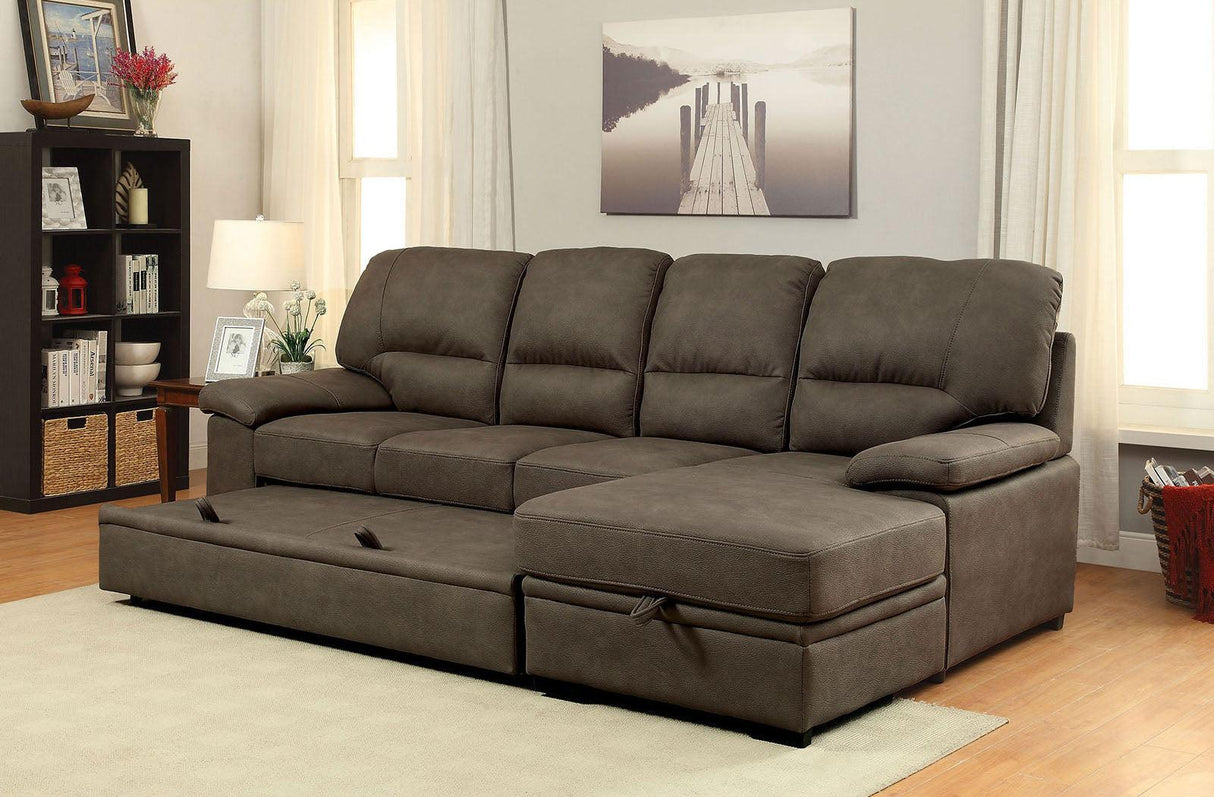 Alcester Ash Brown Sectional Sleeper by Furniture of America at Eve Furniture