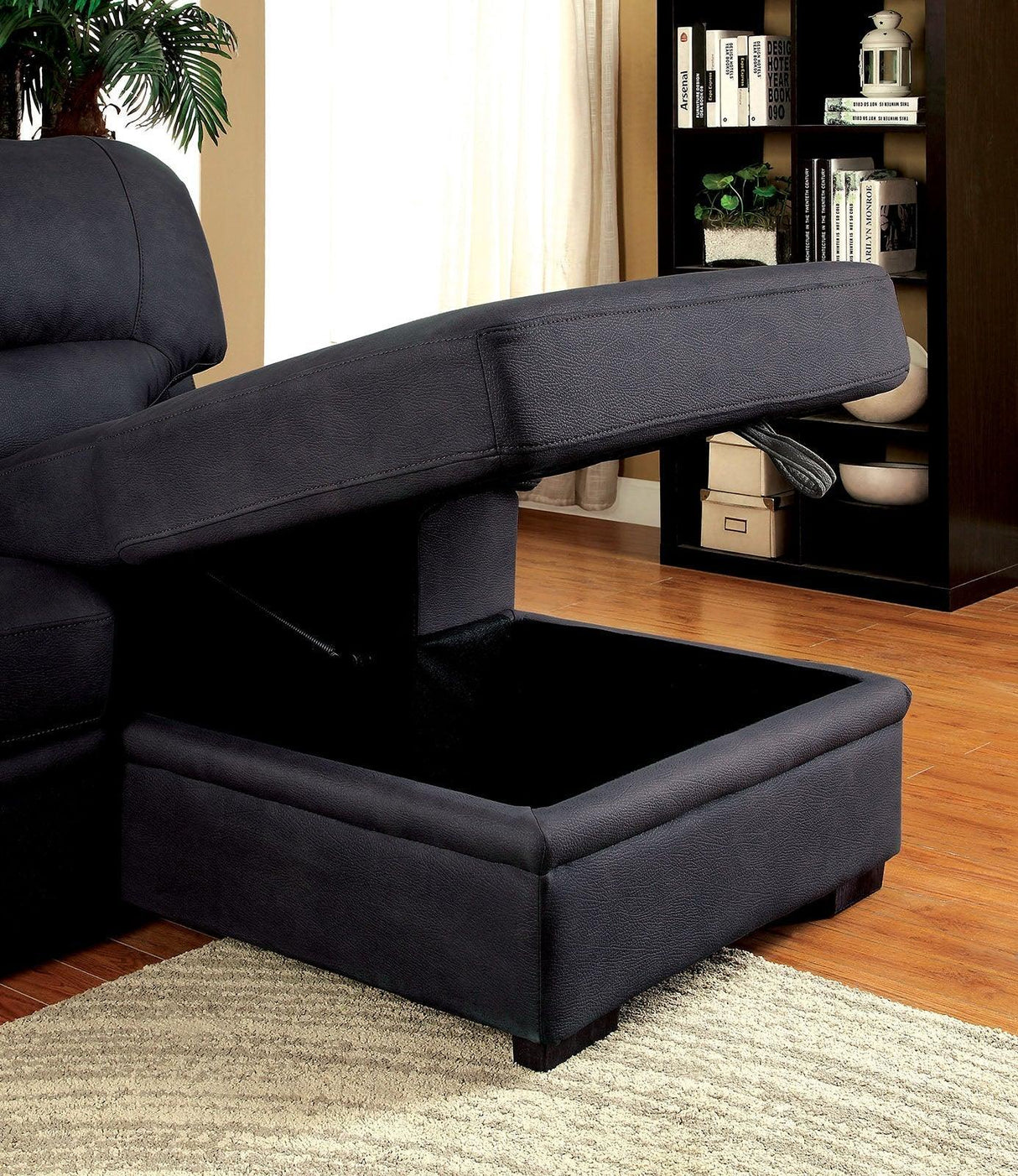 Alcester Graphite Sectional Sleeper by Furniture of America at Eve Furniture