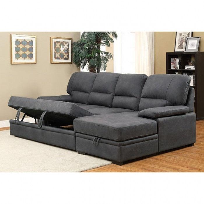 Alcester Graphite Sectional Sleeper by Furniture of America at Eve Furniture