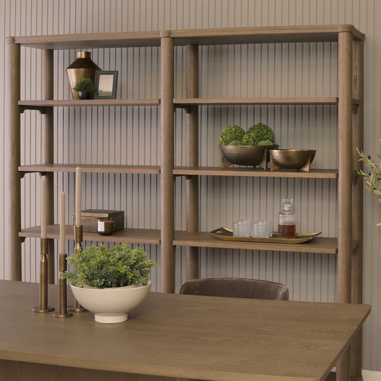 Alden Medium Brown Wood Open Shelving Unit by Mercana at Eve Furniture