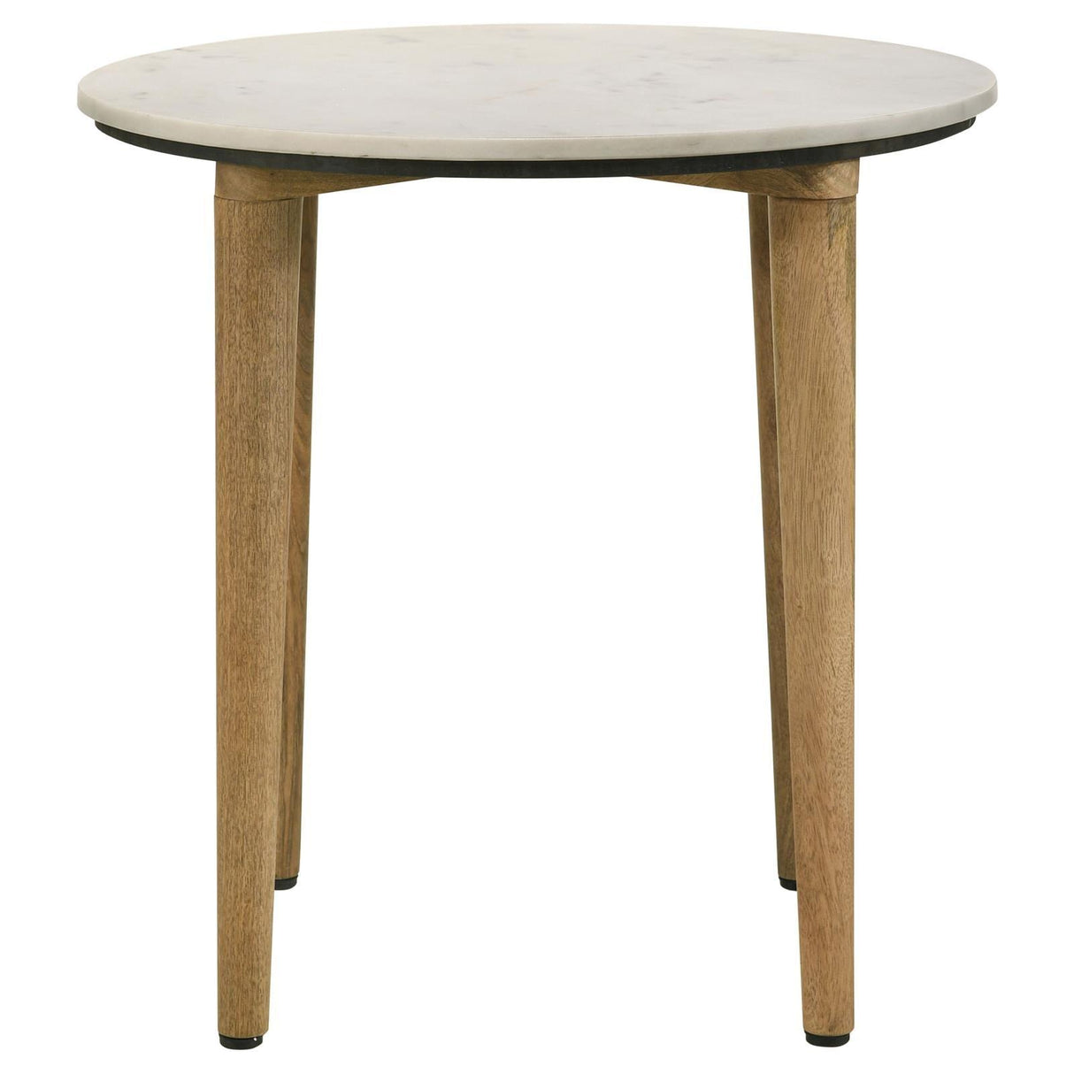 Aldis White and Natural Round Marble Top End Table by Coaster at Eve Furniture