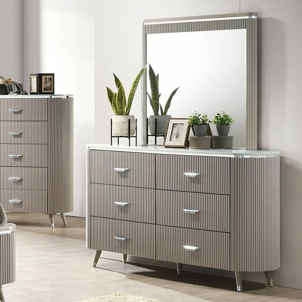 Aldridge Light Gray 5-Piece Queen Bedroom Set by Furniture of America at Eve Furniture