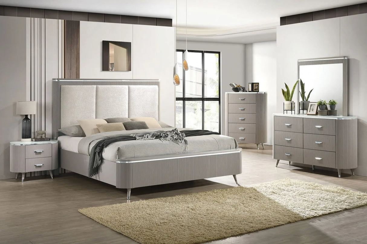 Aldridge Light Gray 5-Piece Queen Bedroom Set by Furniture of America at Eve Furniture