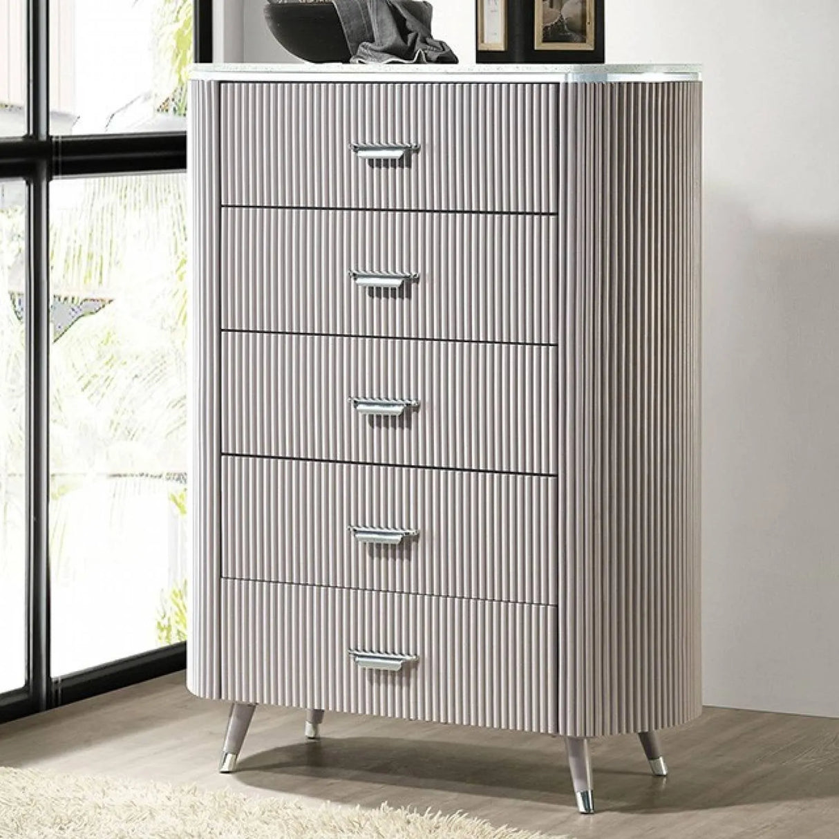 Aldridge Light Gray 5-Piece Queen Bedroom Set by Furniture of America at Eve Furniture